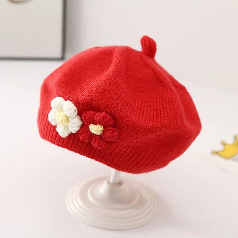Chapeau bébé fille Béret tricoté en laine