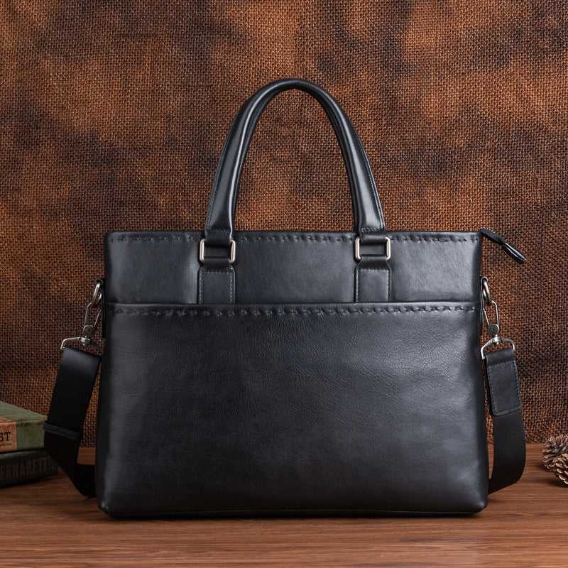 Sac à main homme en cuir à grain plein