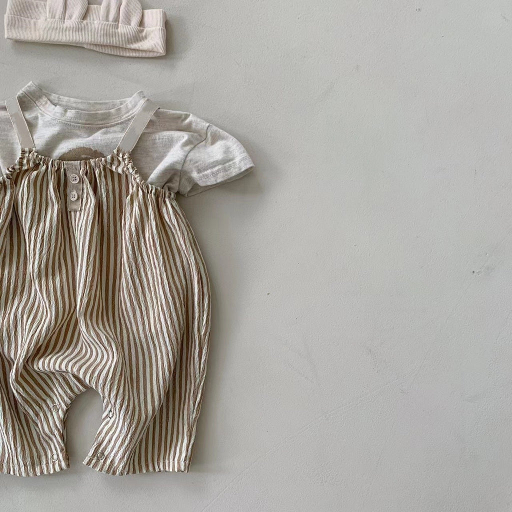 Bébé d'été mince verticale suspension rayée combinaison