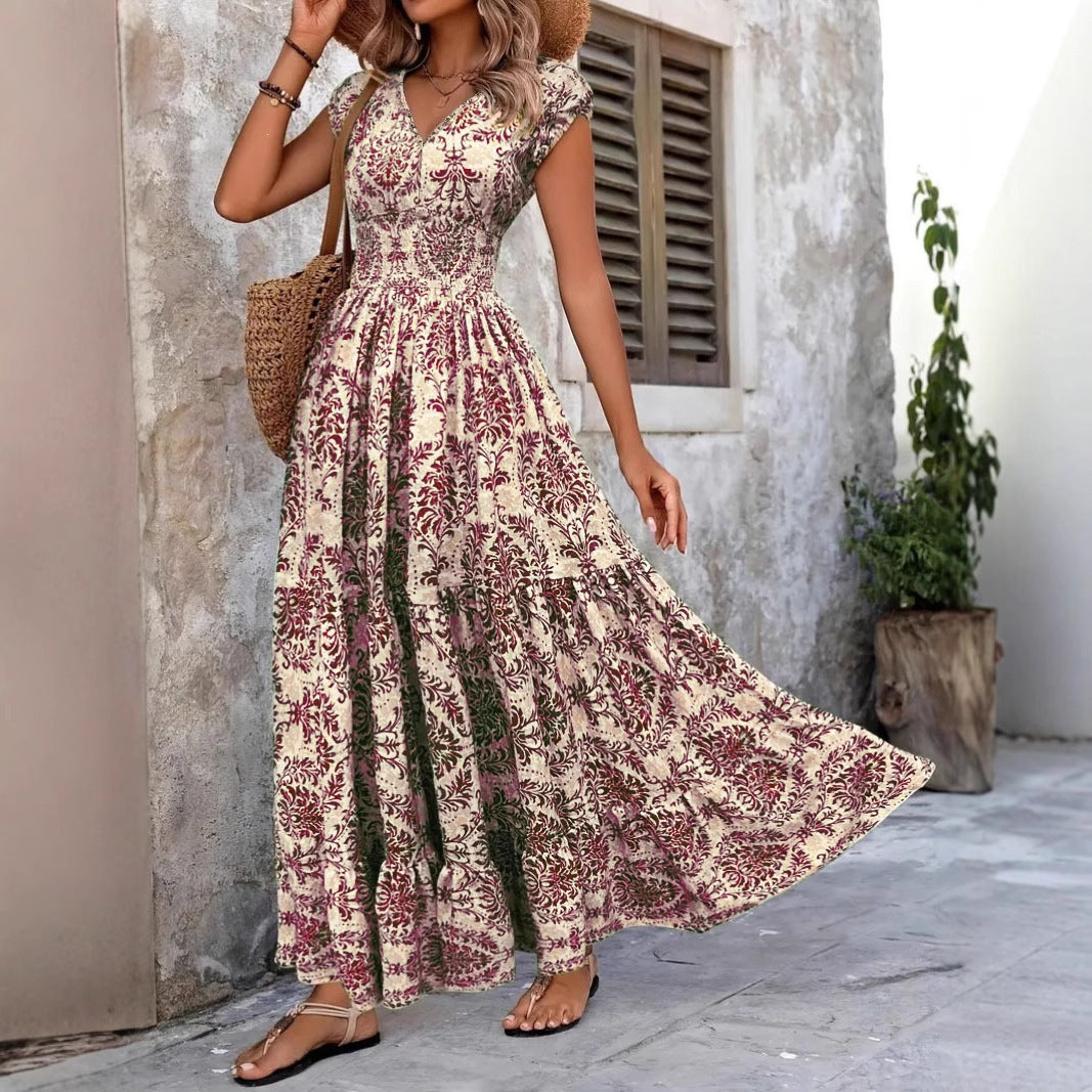 Robe Boho Maxi d'été Imprimé floral vintage