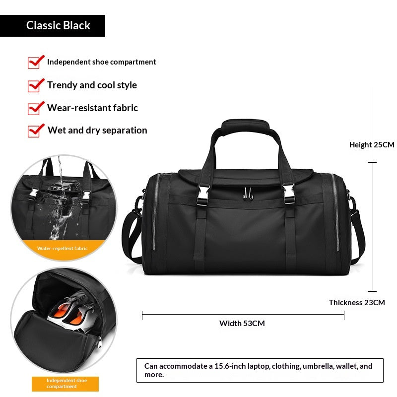 Outdoor Leisure Bag with Separate Shoe Compartment Multifunctional Travel Bag