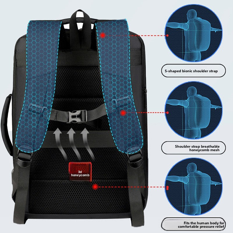 Sac à dos pour ordinateur portable 16 pouces Etanche USB Rucksack Grand sac à bagages de voyage