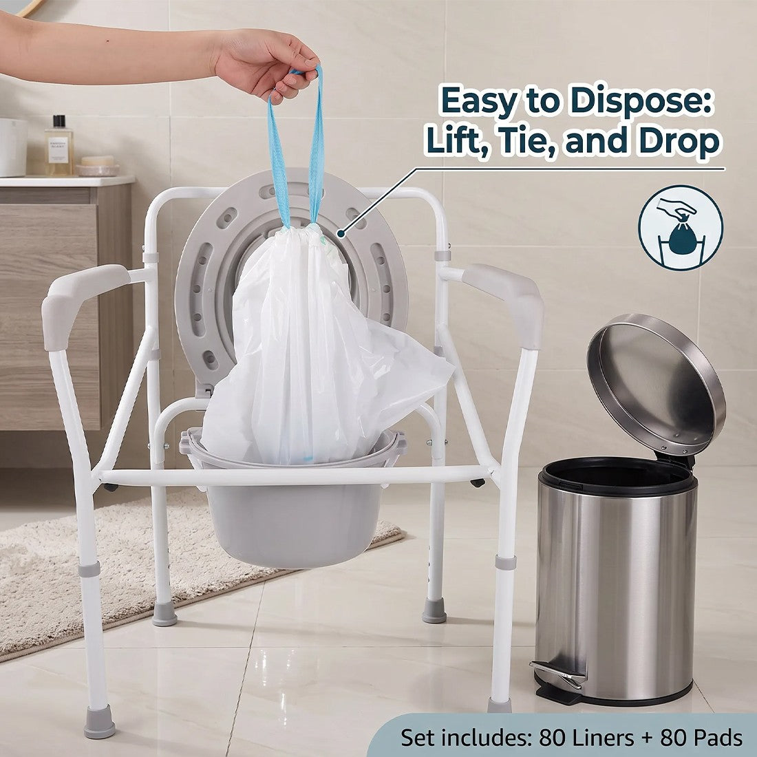 Pack de 160 liners Commode avec tampon absorbant Sacs jetables sans odorat Universal