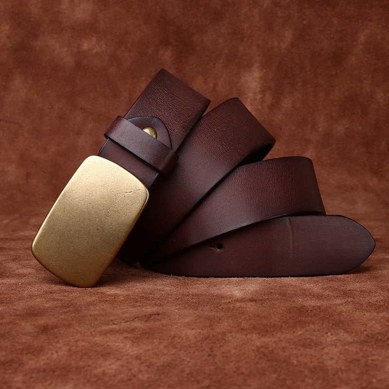 Ceinture de smooth Buckle Retro de la couche supérieure large