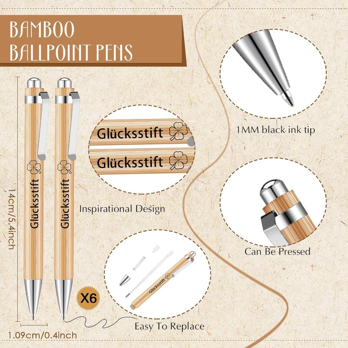 Mini carnet 6 pièces et ensemble cadeau de stylo à bille 6 pièces