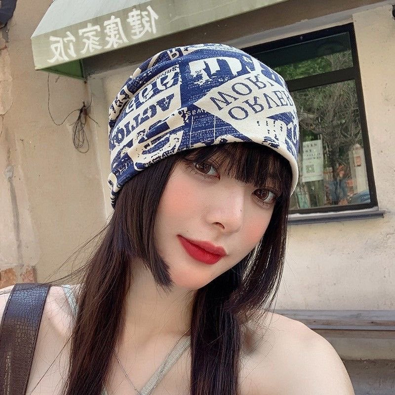 Vintage papier d'impression Headscarf Face Framing plié Wrap pour femmes style rétro cheveux Acc