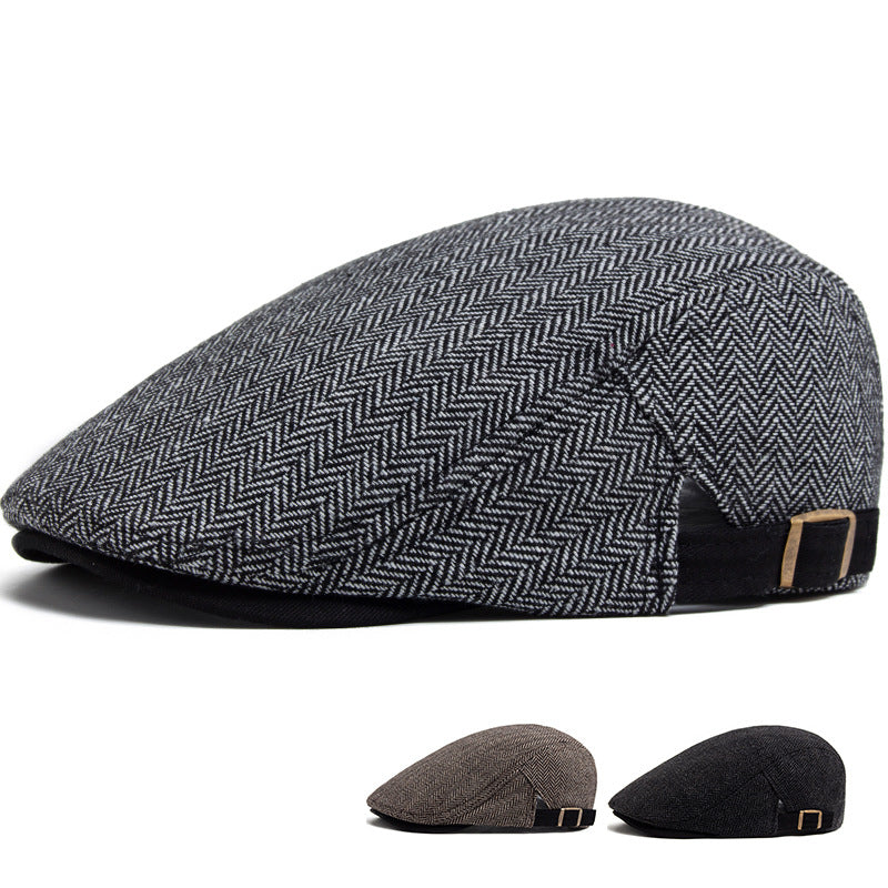 Hommes Retro Herringbone Cape Peaked