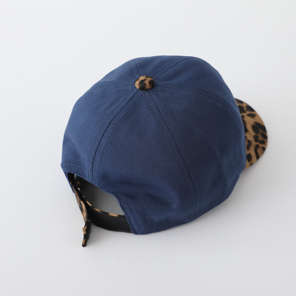 Children's Patchwork Leopard Print Brimmed Letter P Three-Dimensional Embroidered Adjustable