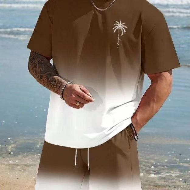 Summer Hot-Selling Gradient Coconut Tree Beach Chic Imprimer Vêtements pour hommes