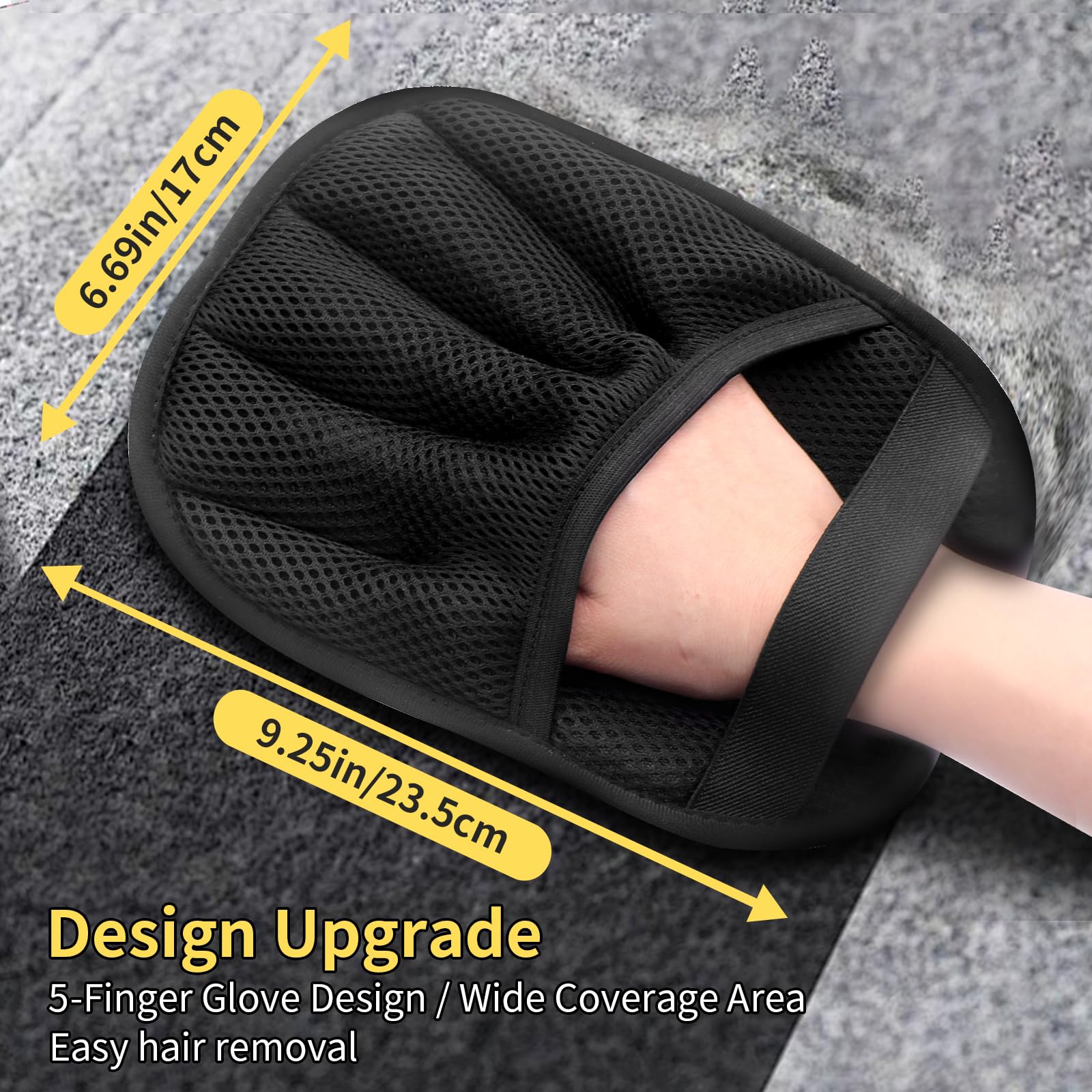 Gants d'enlèvement de cheveux pour animaux de compagnie améliorés avec poignet élastique Snug - Electrostatique Reusa cinq doigts