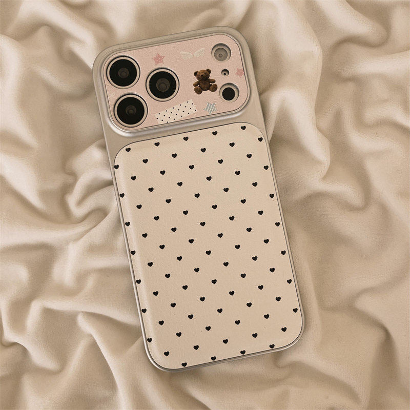 Authentic Suede Heart and Bear Phone Case