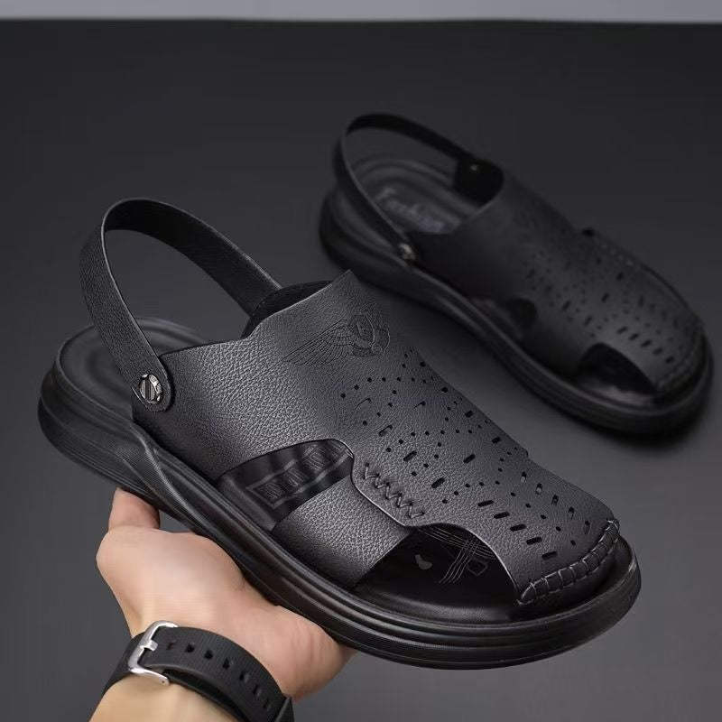 Sandales d'orteils en cuir véritable convenant à la fois à l'usure extérieure et à la conduite