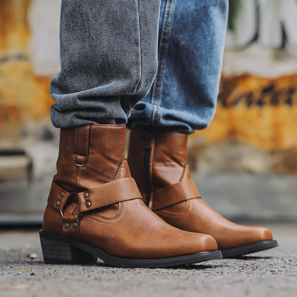 Bottes de denim courtes rétro Bottes hommes mi-haut