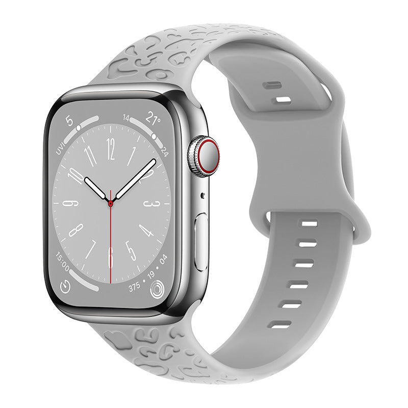 Applicable à Iwatch1-9 Generationultra3 Solid Color Leopard 8 mots Bracelet en silicone Buckle