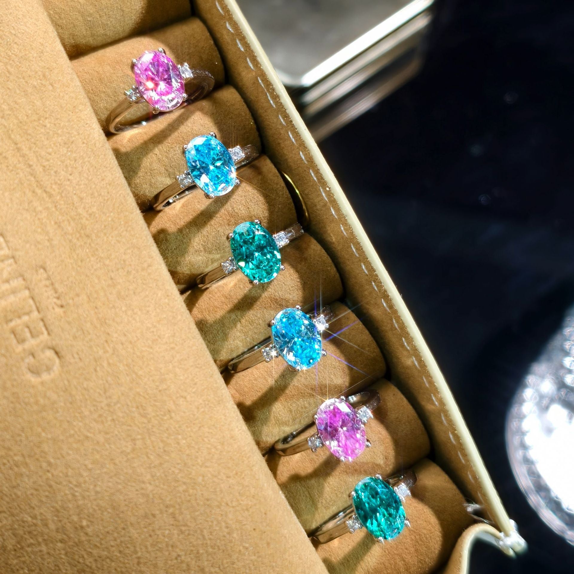 Para Green Ice Flower Cut Sparkling Crushed Ice Zircon Proposition Anneau ouvert pour les femmes Fashio