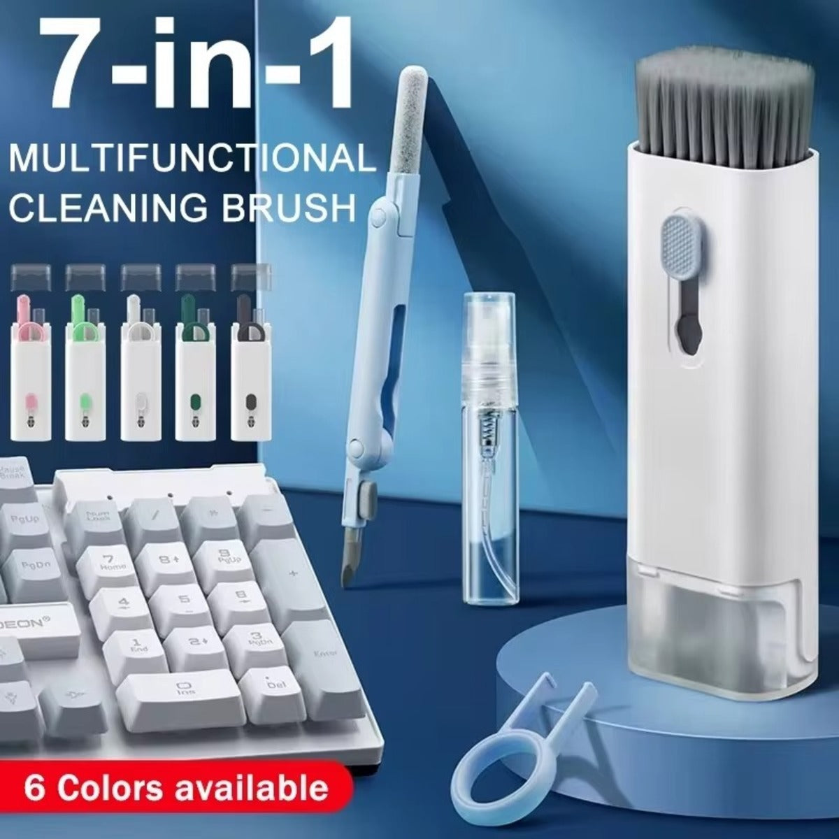 7 En 1 Kit de nettoyage de clavier d'ordinateur Pinceau de nettoyage d'oreiller pour clavier d'écouteur Clea