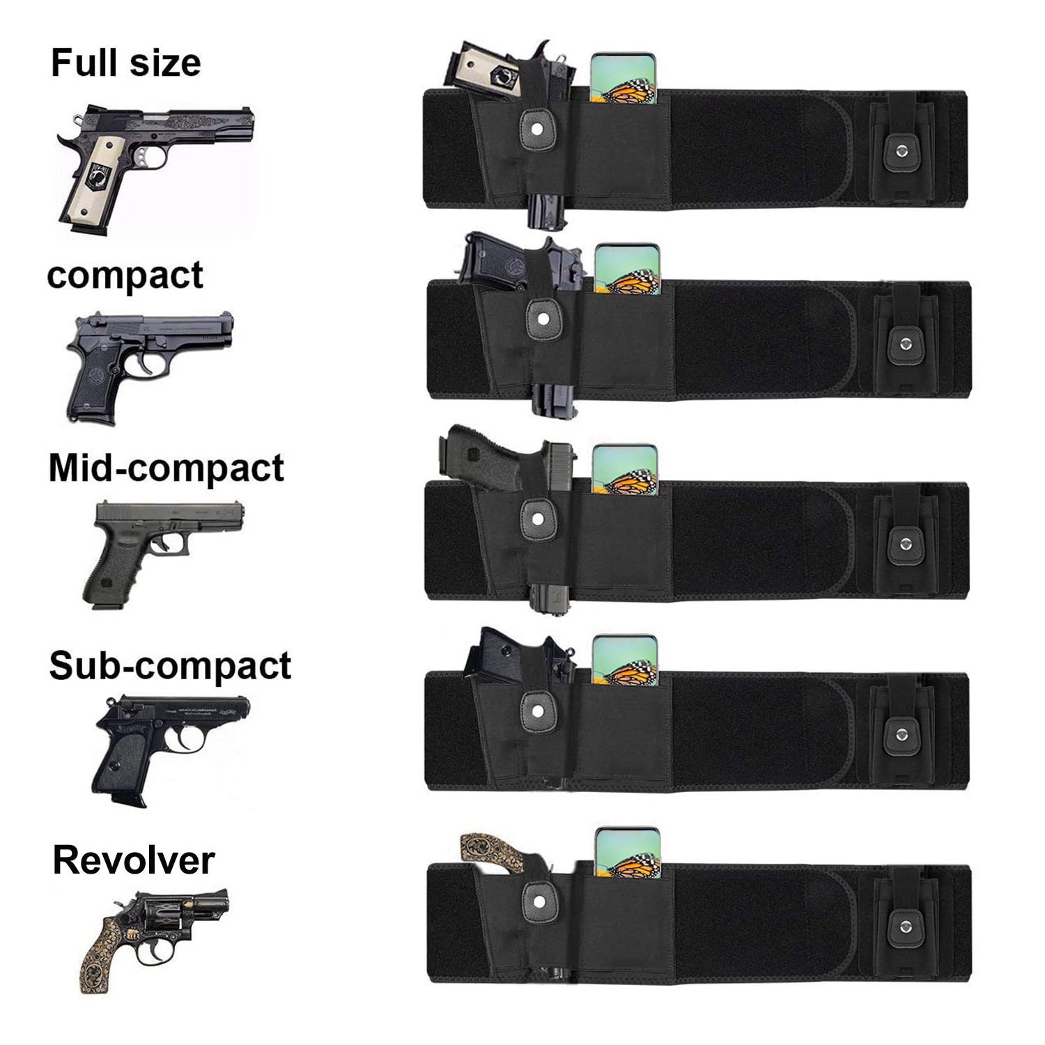 1Pc Belly Band Holster Ajustable Waist Carry Pistolet tactique Pouch Respirant Néoprène
