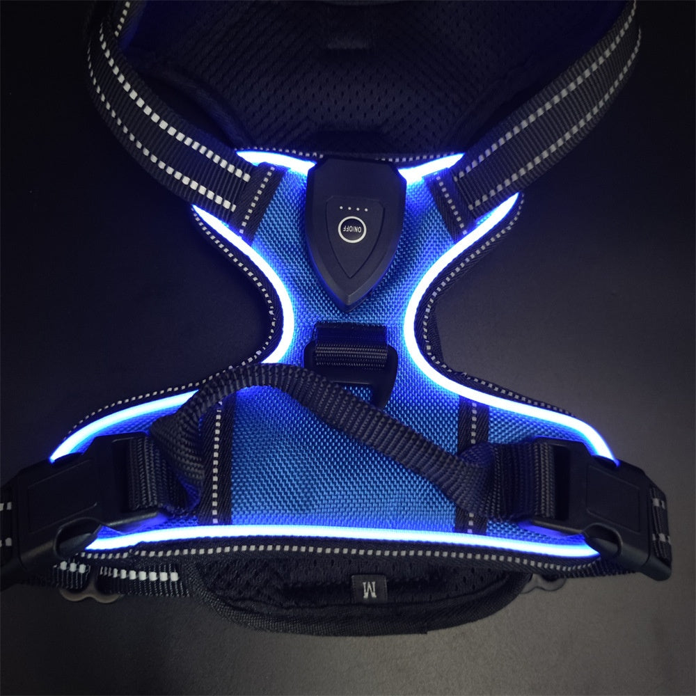 Led Pet Light-Up Harness Nighttime Dog Walking Anti-Collision Veste d'éclair réglable pour