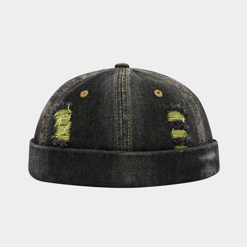 Été hommes et femmes de couleur patch fil Rolled-up Street style Bonnet sans brim