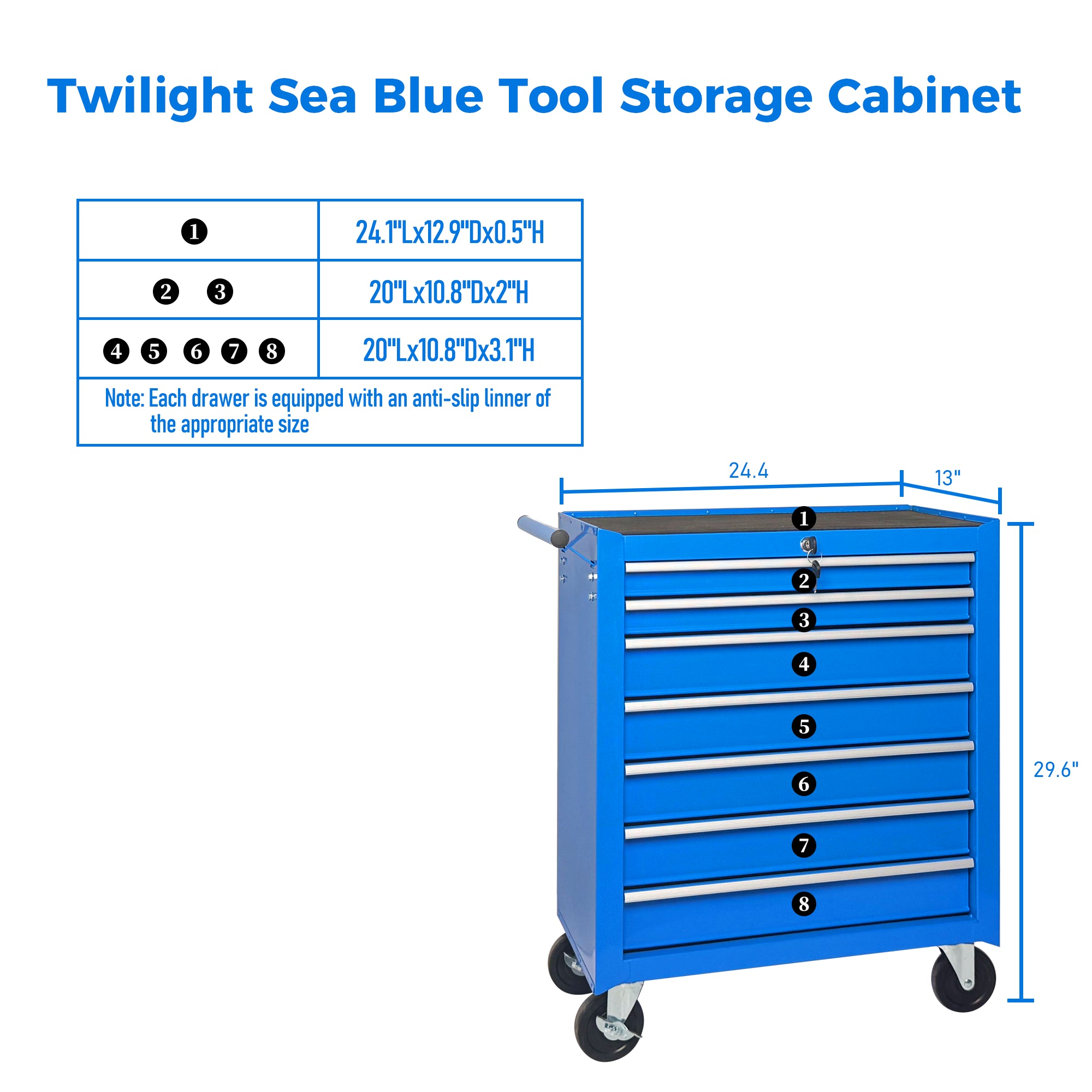 Roulement de coffre à outils avec boîte à outils 7-Drawer avec roues Multifonctionnel Tool Cart Mécanique T