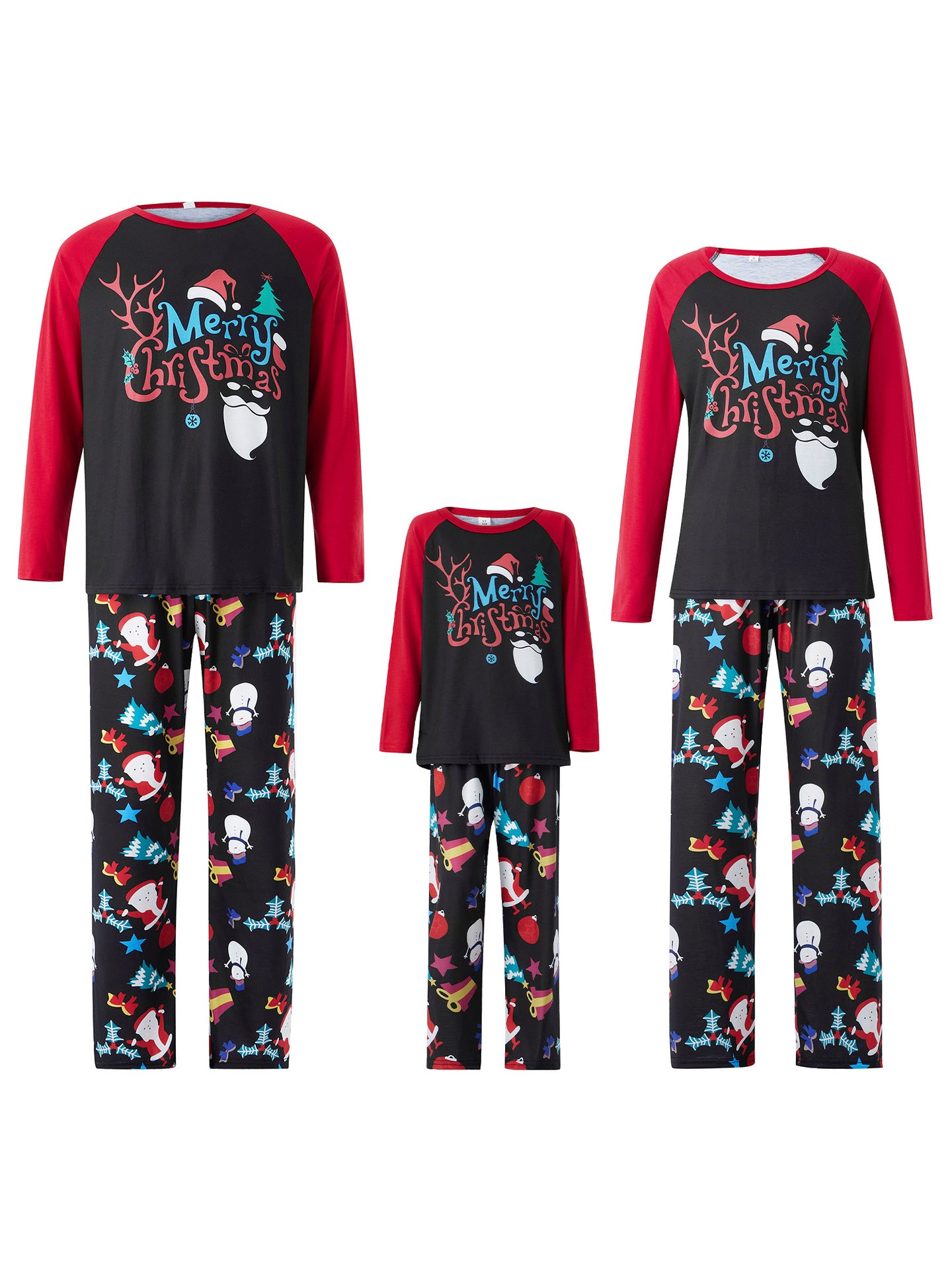 Caricature imprimé Col rond Manches longues Pyjamas de vacances Costume parent-enfant