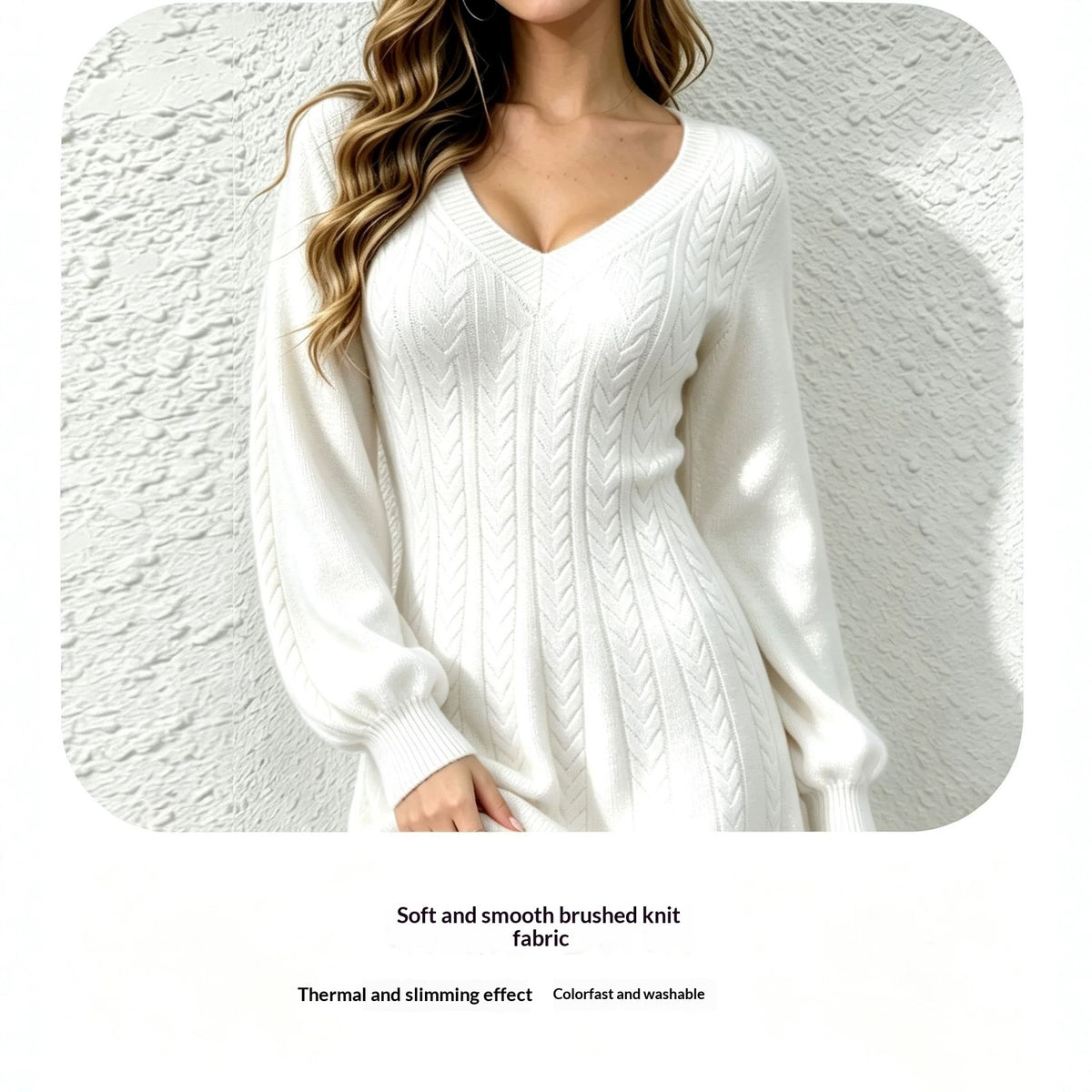 Robe mode en col V en tricot de câble