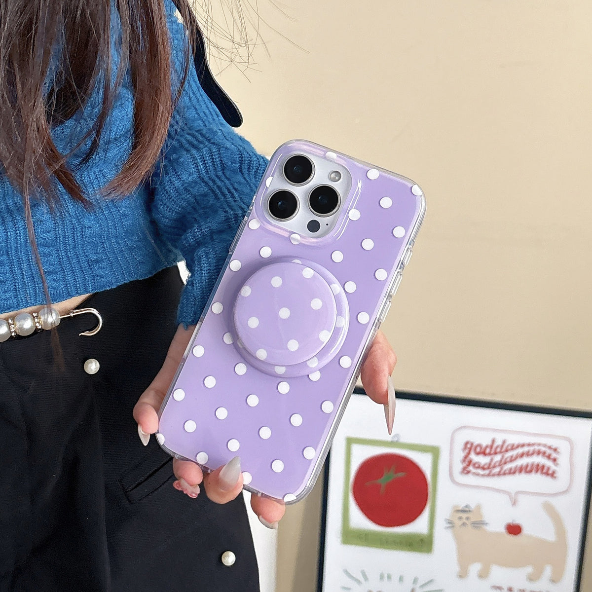 Cas de téléphone Polka Dot Support magnétique