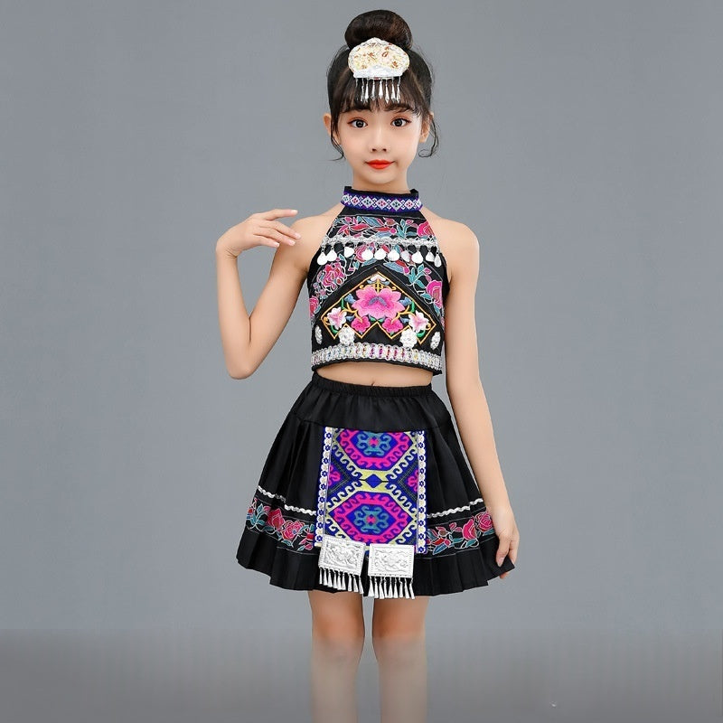 Enfants 1er juin Costume de minorité ethnique pour filles Miao