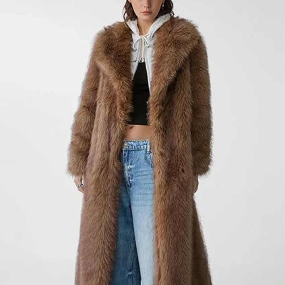 Femmes Longueur du genou manteau avec un lapel et boutons cachés