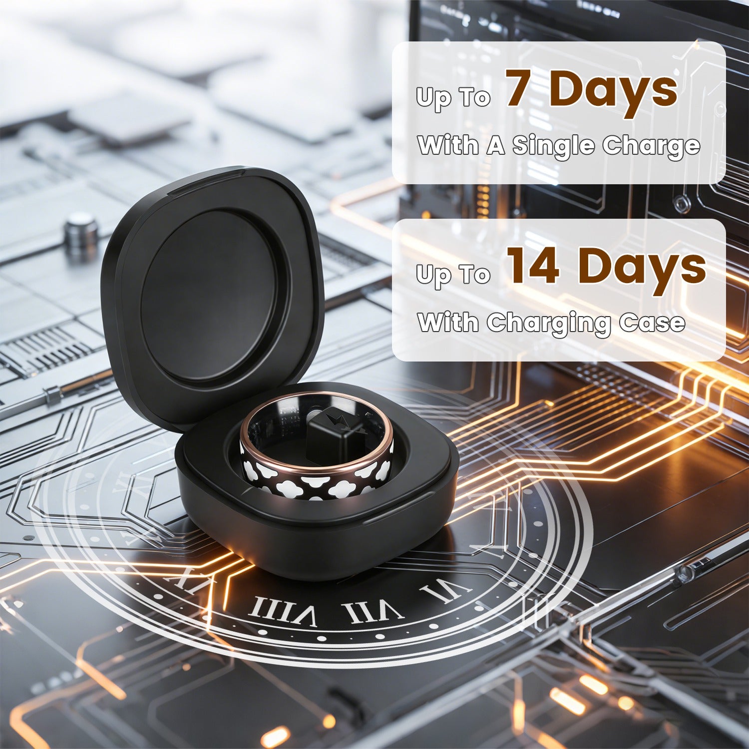 Smart Ring Health Tracker Fitness Sleep Stress HRV Tracker avec charge Cas magnétique Cha