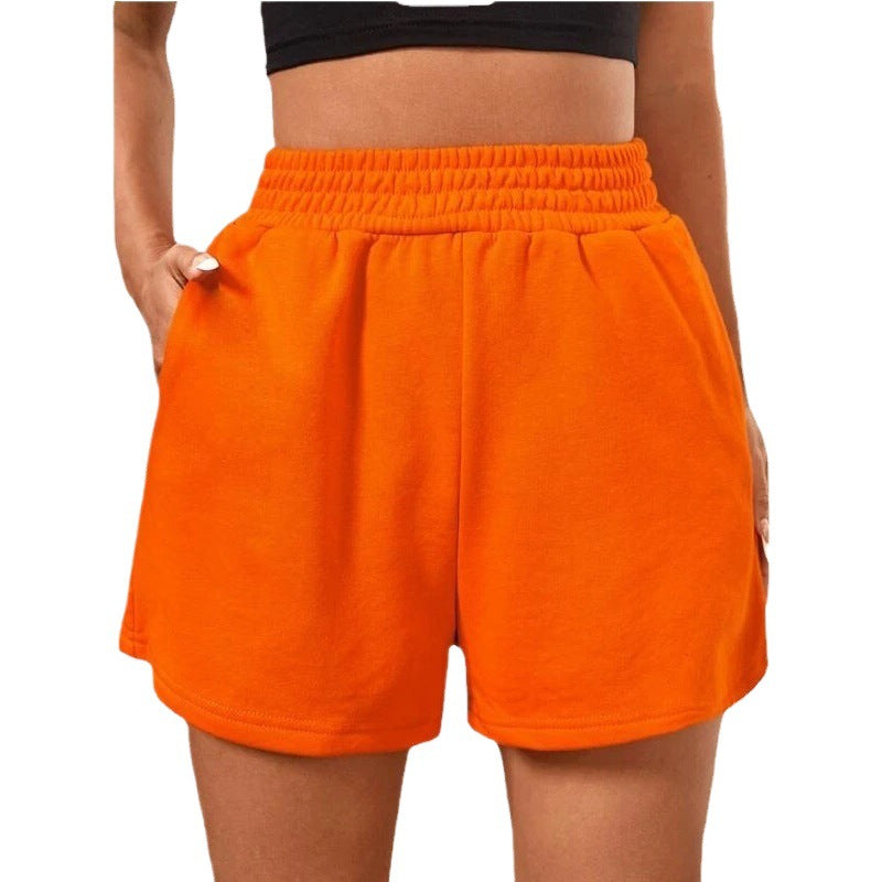Pantalon à cinq poches pour femmes - Simple couleur solide élastique taille large jambe couleur solide sport S