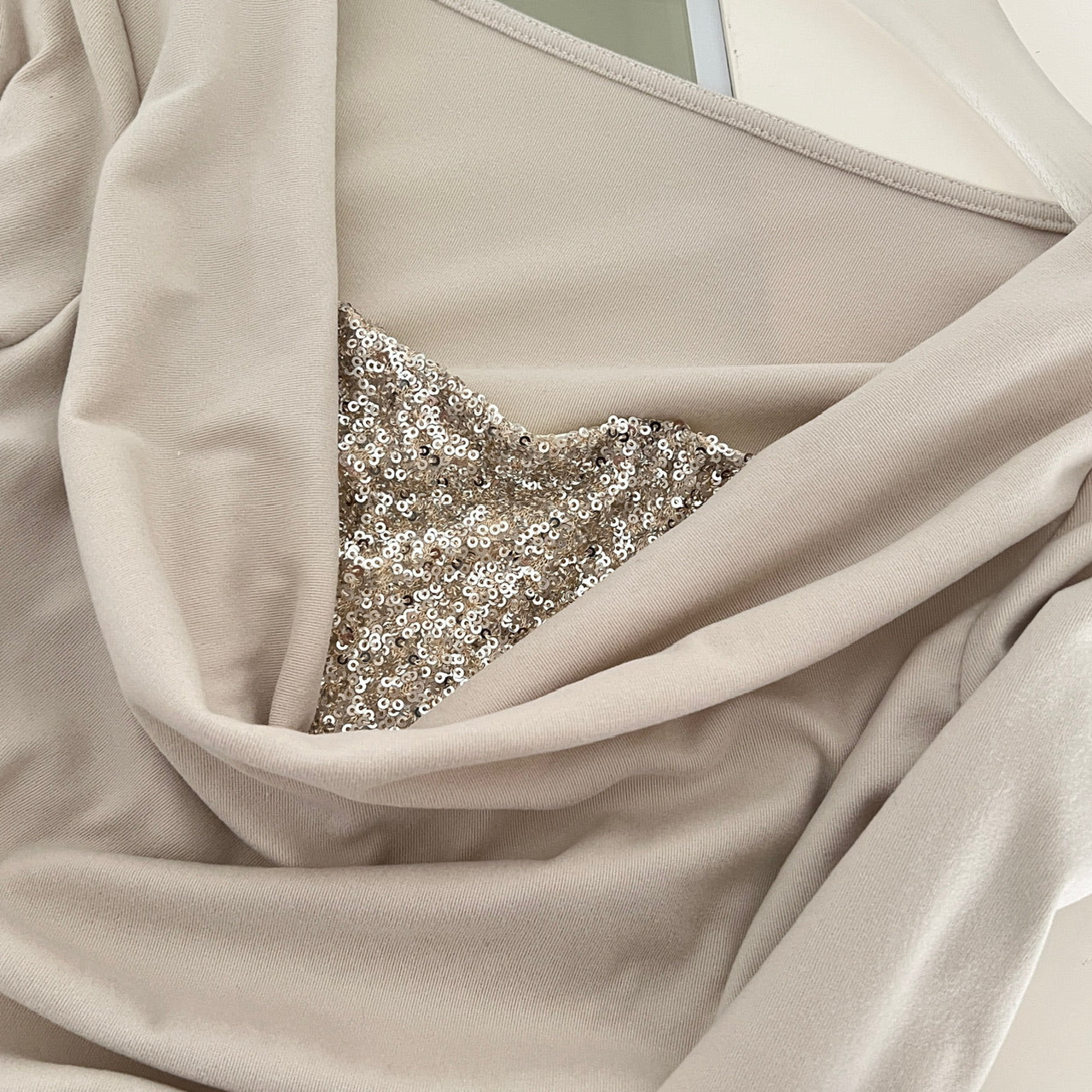 Ensemble de robes de soirée à deux pièces en paillet d'or de Champagne pour femmes Jupe de sirène enrobée formelle P