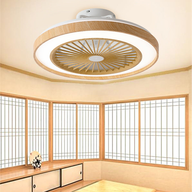 Ventilateur de plafond électrique Ribbon en grain de bois pour salon et salle à manger