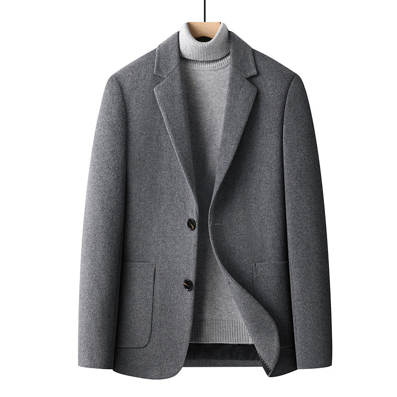 Automne et hiver Couleur solide Laine courte Woolen costume homme