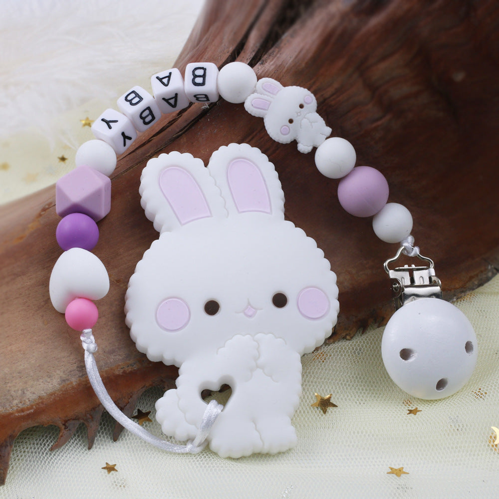 Baby Silicone Lapin Gel Dental Set Bite Comfort Pacifier Chaîne