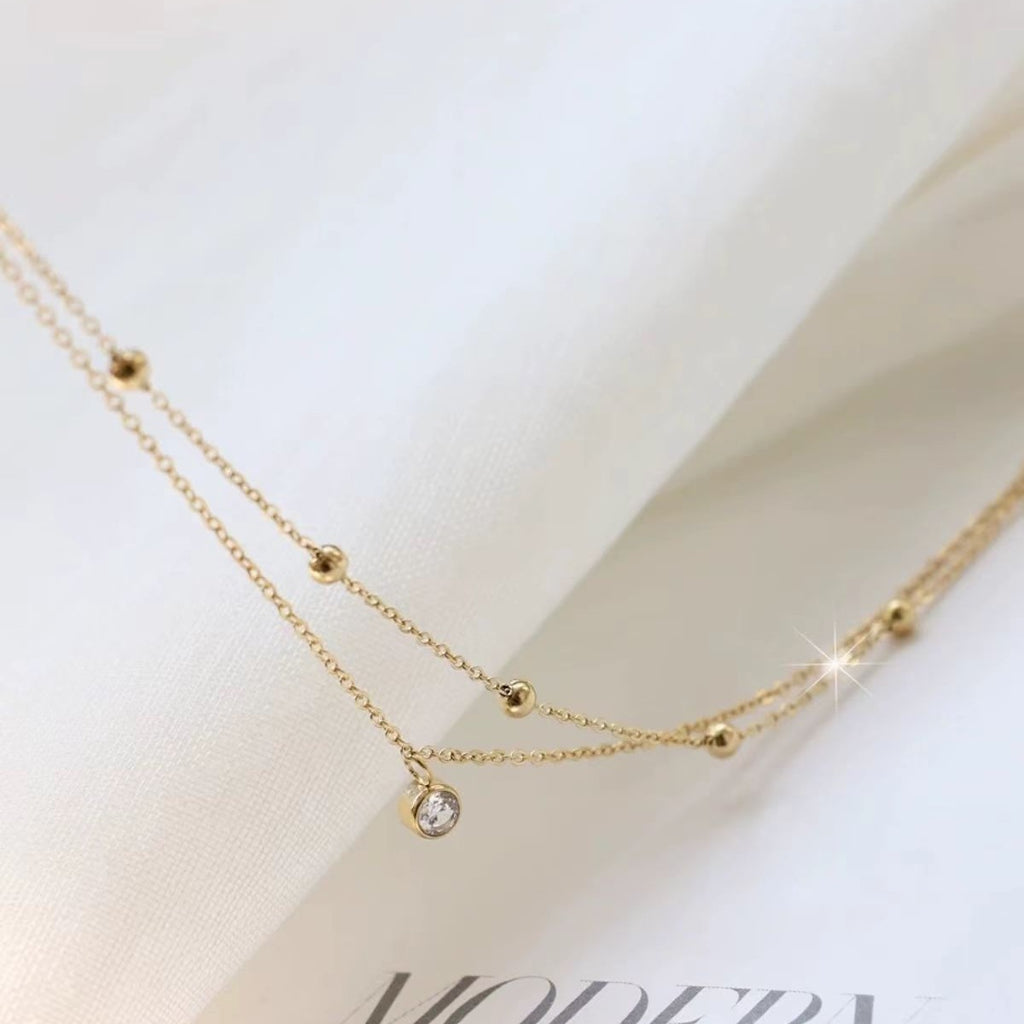 Anklet de Zircon double couche pour les femmes