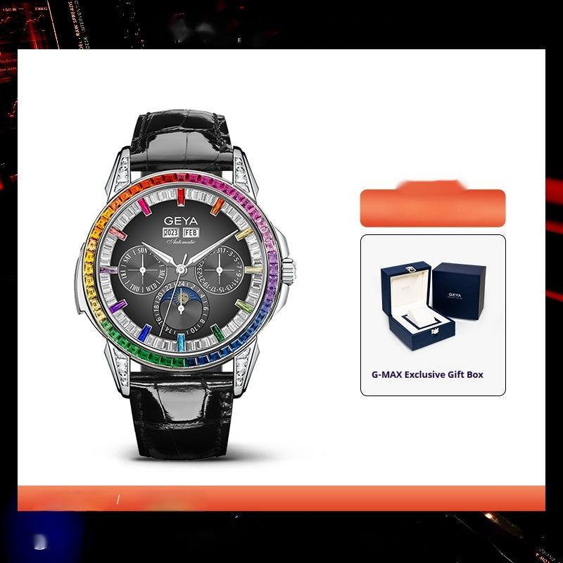 Men's Rainbow Circle Multifunctional Automatic Mechanical Waterproof Watch