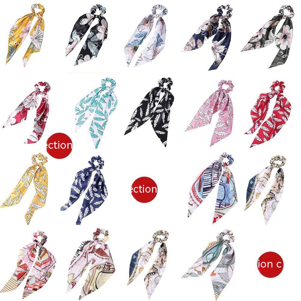 Fashion Long Streamer Imprimé Tissu Tie Accessoire Cheveux Pour Poneytail Tie-up Cheveux Top Cuft