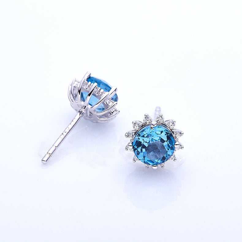 S925 Boucles d'oreilles Sterling Silver Starburst Sterling