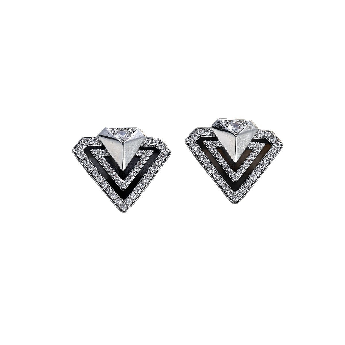 Boucles d'oreilles double couche géométrique de luxe légère Zircon