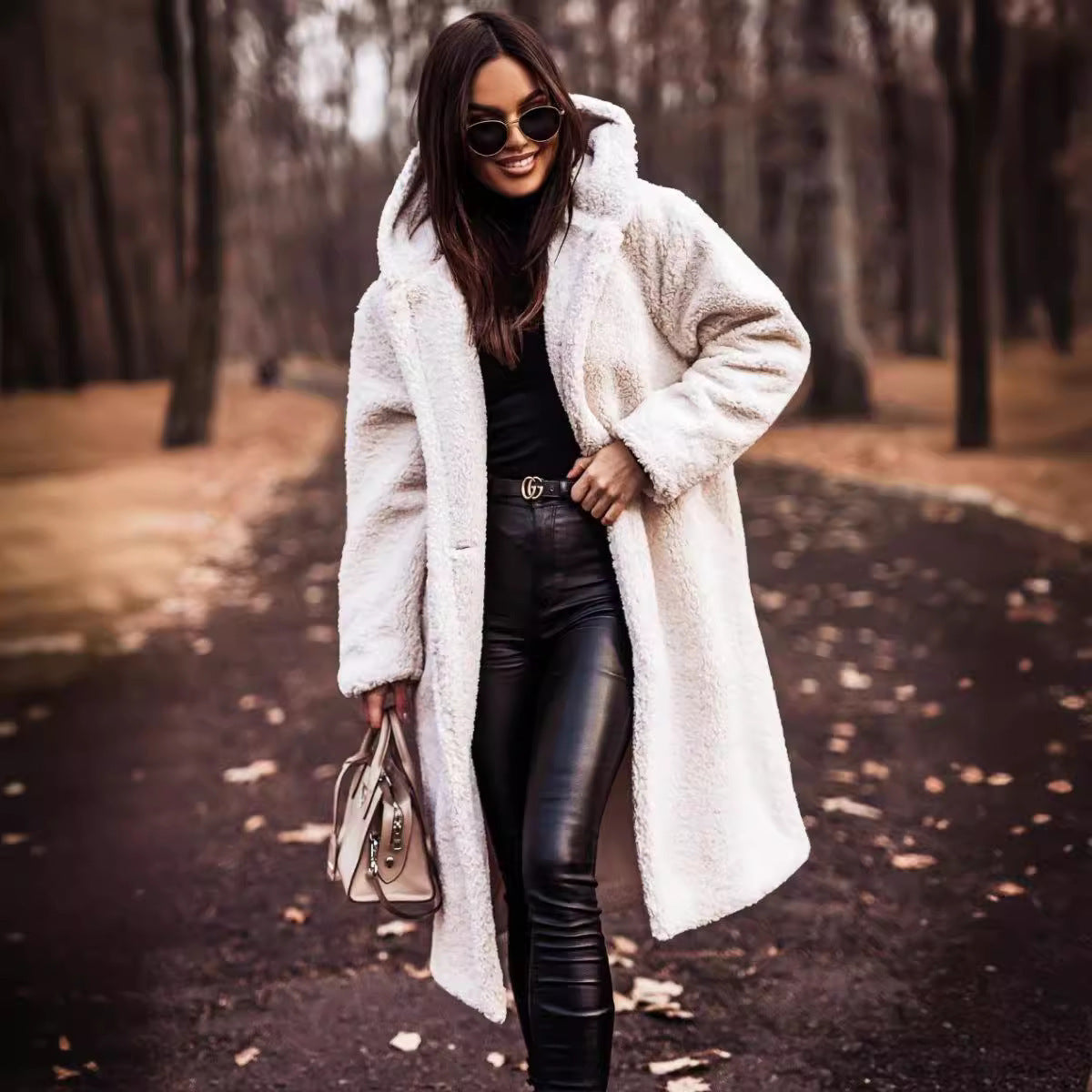 En-Stock Amazon Supply Automne et hiver Mode Long Solid Couleur Long-Sleeve Woolen Femmes