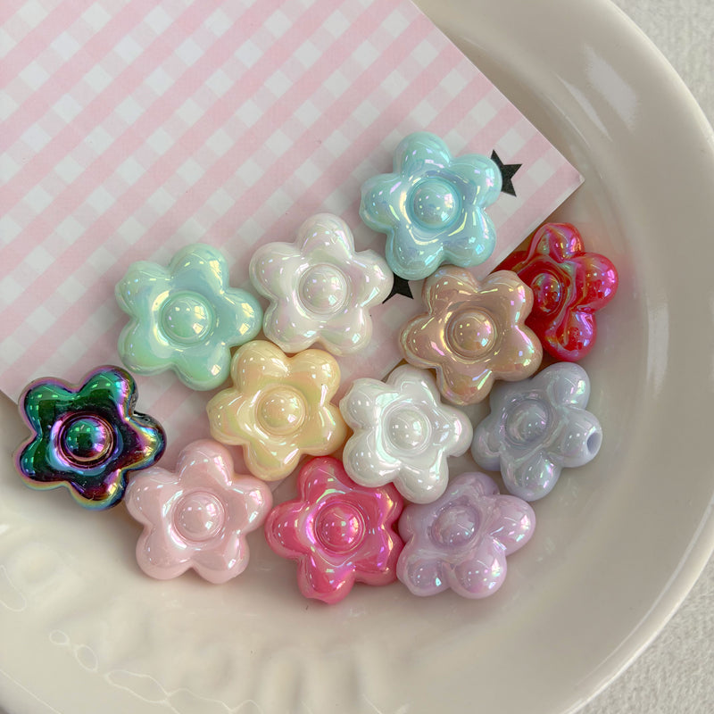 Perles de fleurs de Plumeria acrylique avec trou droit