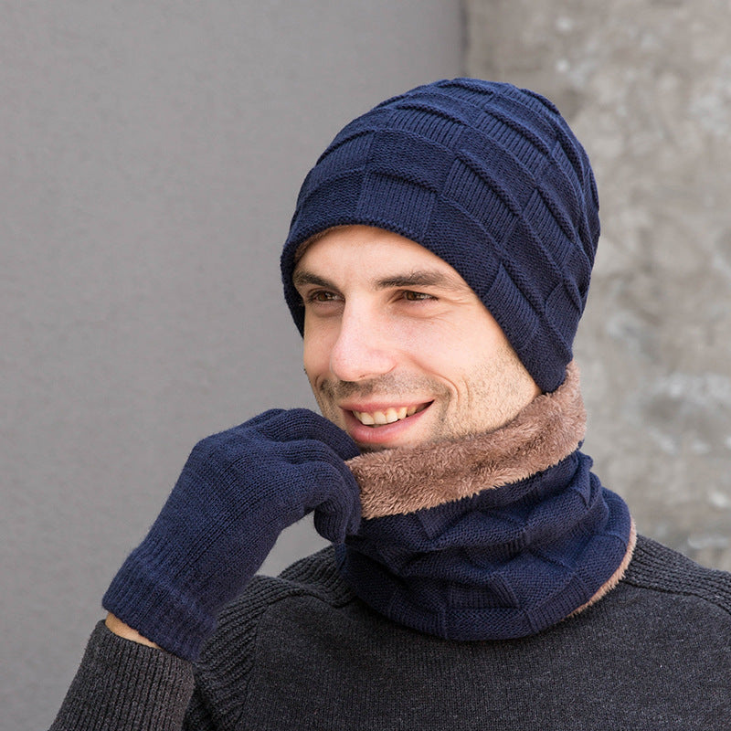 Gants d'écharpe de chapeau Trois-pièces costume Plus Velvet tricoté en extérieur chaud