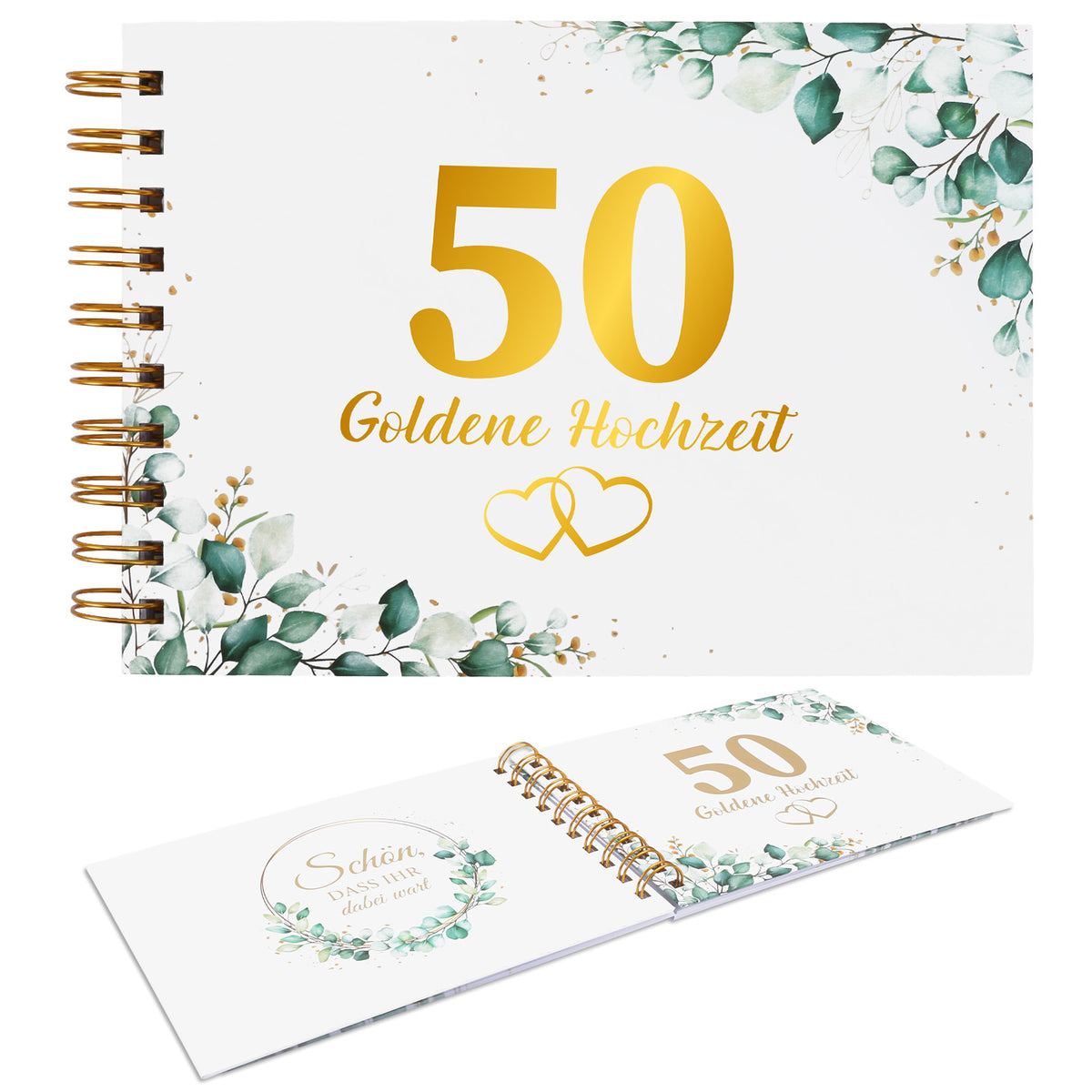 Livre d'or du 50e anniversaire de mariage - Album de mariage d'or pour les messages et souvenirs des invités