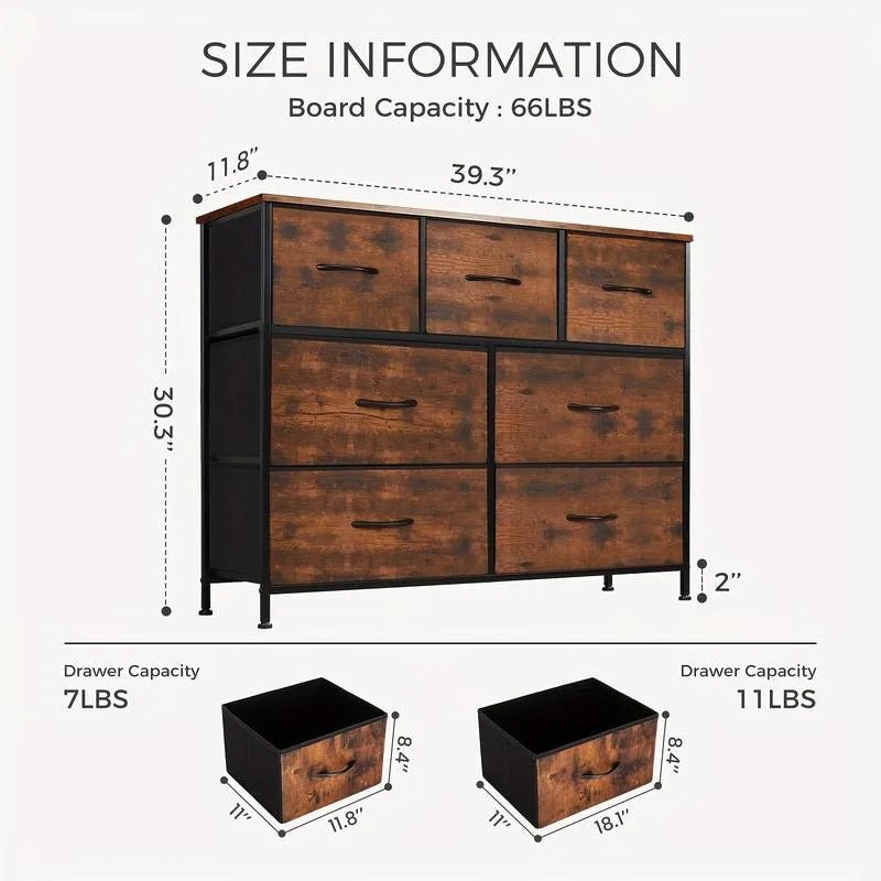 Desser pour chambre à coucher avec 7 tiroirs de tissu Rangement organisateur Clotes de poitrine pour vivre