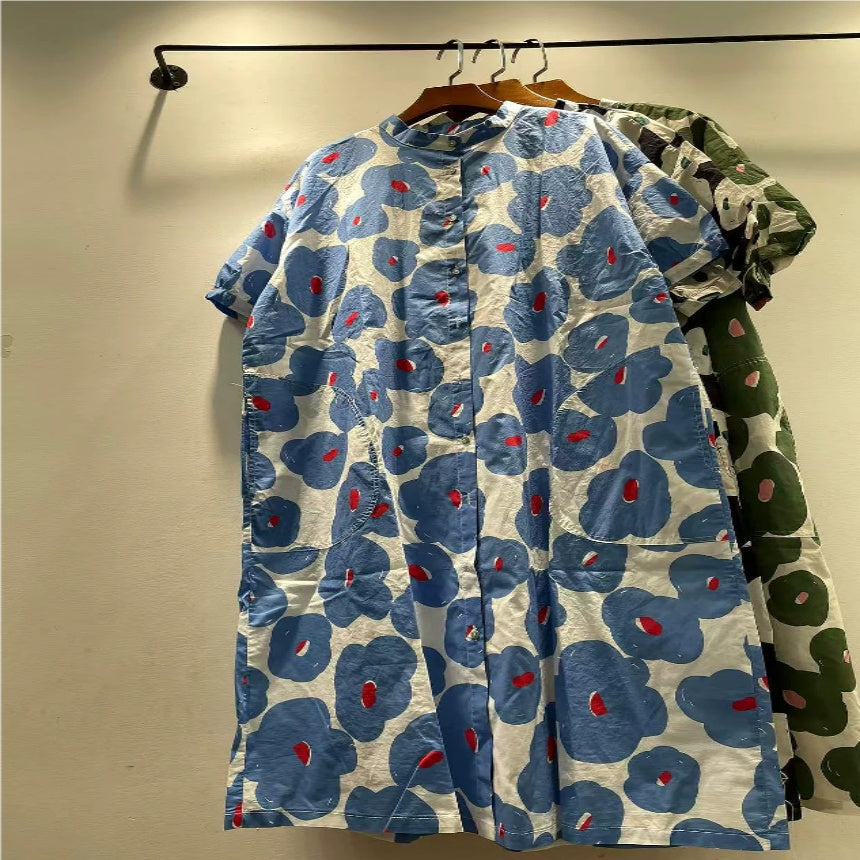 Printed Medium To Long Cotton Loose Dress