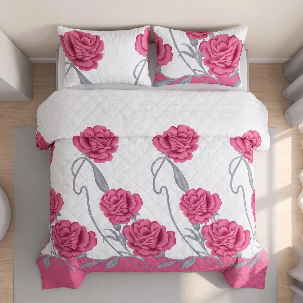 Couche de lit et rideau rose et rose blanc 9 pièces pour la Reine Et Roi