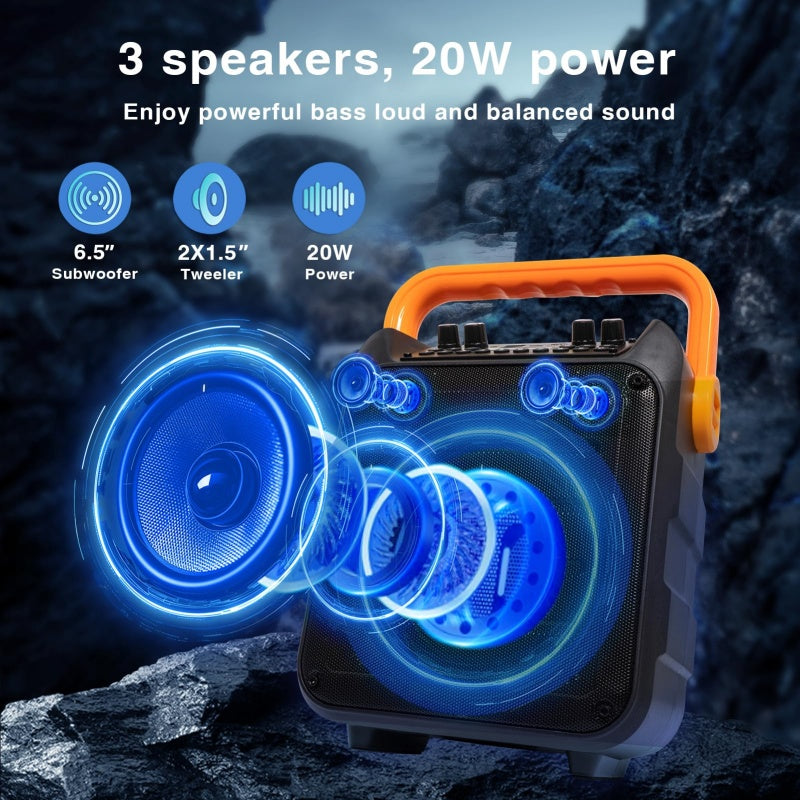 Machine à karaoké avec 2 microphones sans fil et lumières couleur RGB