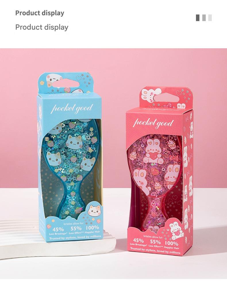 Peigne Sequined Mini Coussin d'air Peigne à cheveux lisse pour enfants Peigne Portable Petit Port