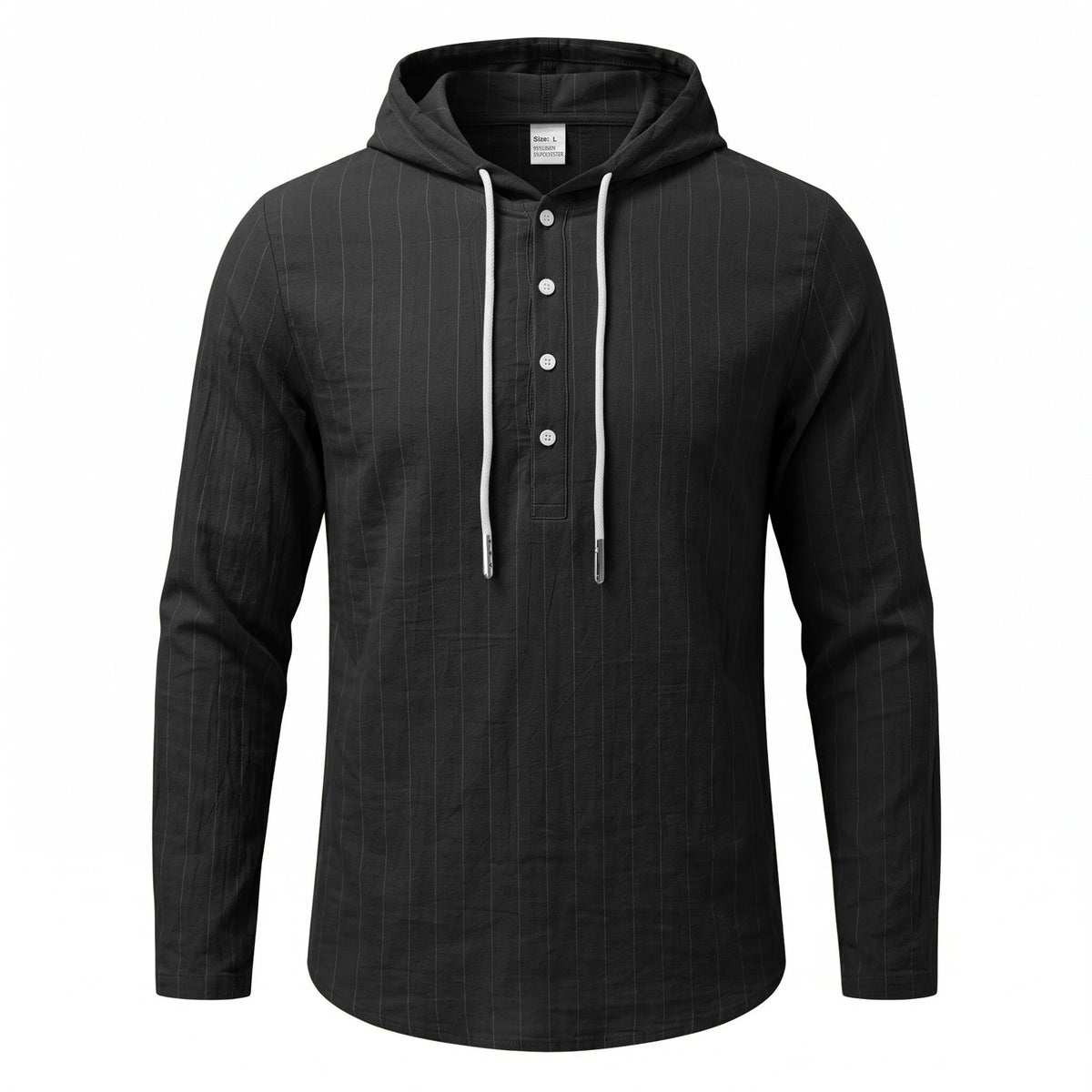 Chemise à manches longues à capuche à rayures verticales pour hommes occasionnels